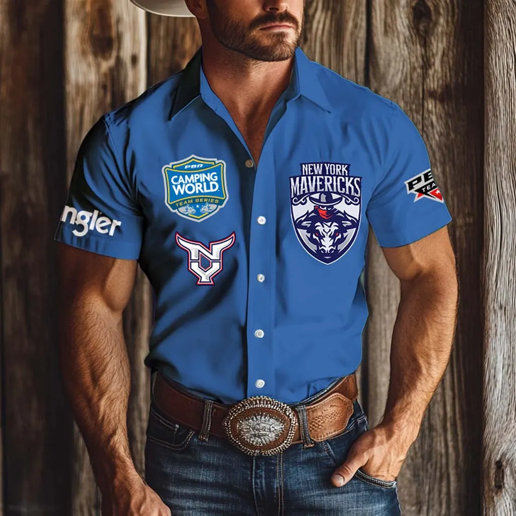Men's Western Cowboy NYM Outdoor Short Sleeve Blue Rodeo Shirts
