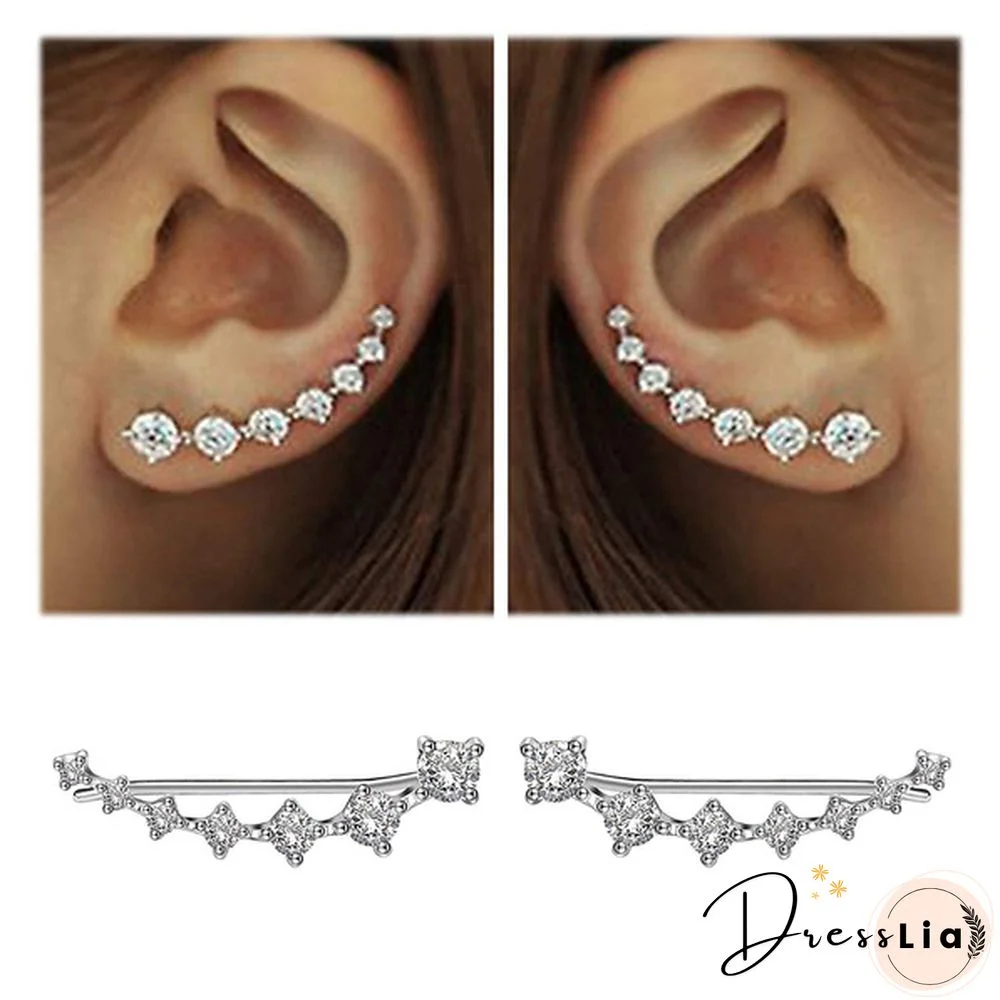 7 Crystals Ear Cuffs Hoop Climber Fashion Party Earrings Hypoallergenic Earring