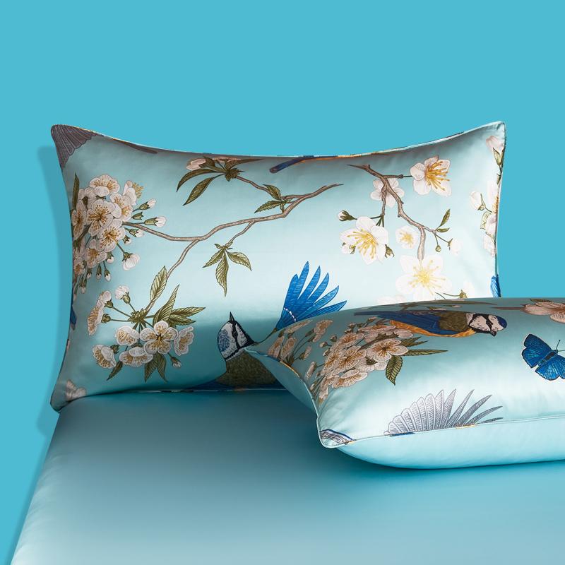 Spring Print Oriental Double Side Silk Pillowcase Details