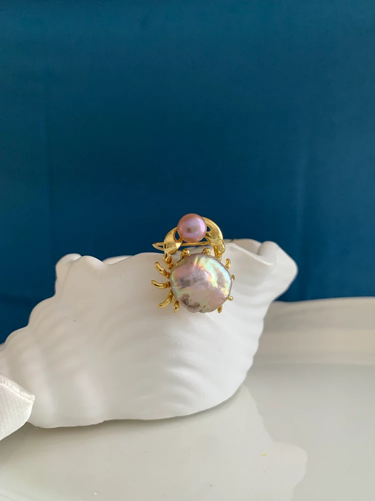 TINA PEARL Colorful pearl crab pendant+  chain s925 