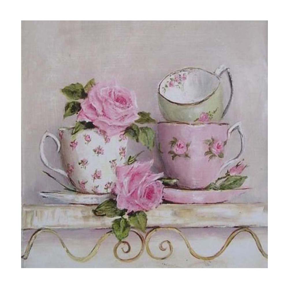 Pink Cups - Full Round - Diamond Painting
