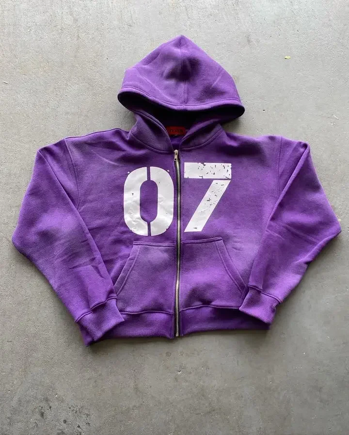 Aonga American Hip Hop Streetwear Zip Hoodie Sweatpants Suit Y2K Clothes Men Clothes Two Piece Set Print Sweatshirt Casual Pants Suit aonga