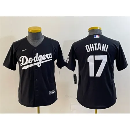 Youth Los Angeles Dodgers #17 Shohei Ohtani Black Stitched Baseball Jersey T70F