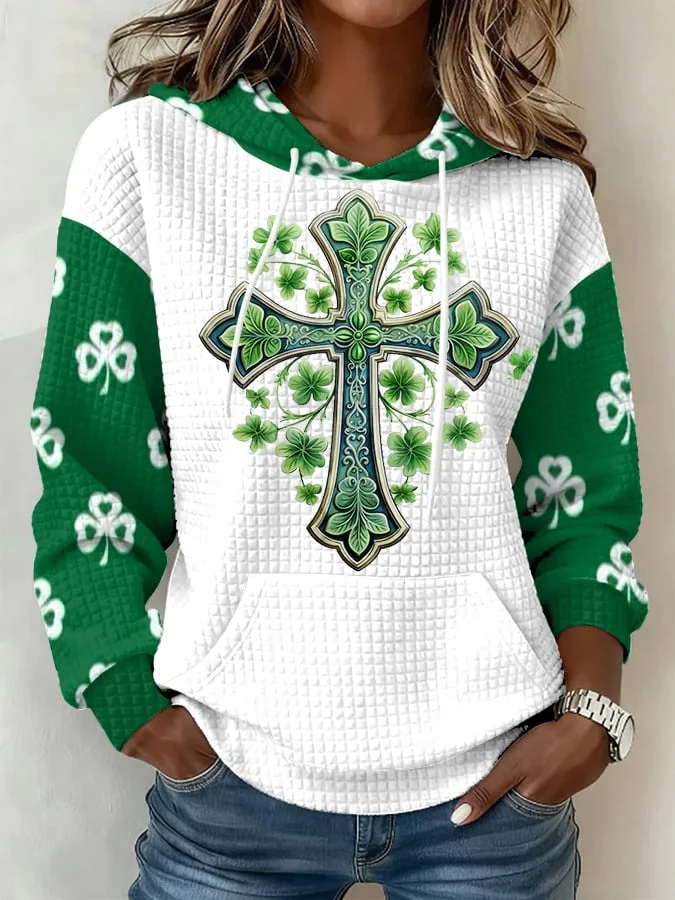 Women's St. Patrick's Day Pattern Print Casual Hooded Sweatshirt 