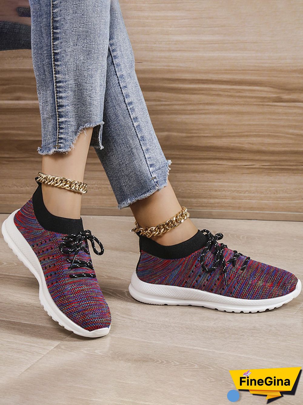 Flyknit Lightweight Soft Sole Lace-Up Sneakers