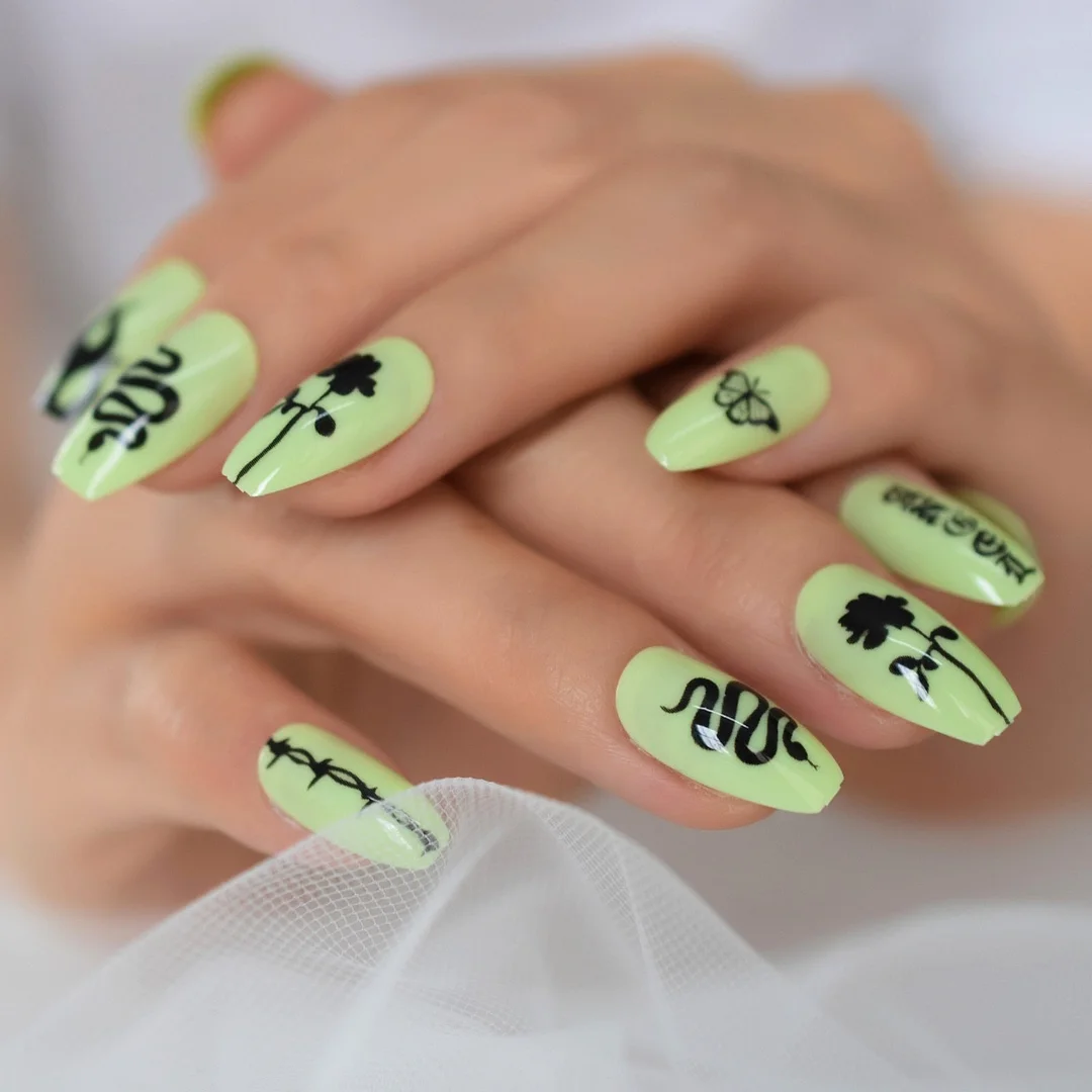 Flowers Cute Lovely Charms Nail Tips Short Press On Nails Square 2021 Gel X Fingernails Manicure Supplies For Professionals Mix-Nail Inspo