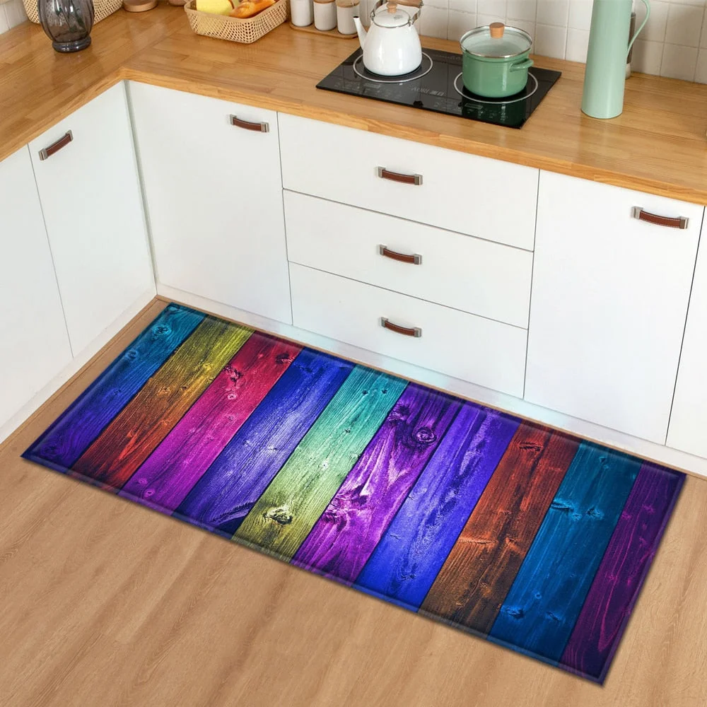 Modern Kitchen Mat  Bedroom Entrance Doormat Wood grain Home Hallway Floor Decoration Living Room Carpet Bathroom Anti-Slip Rug