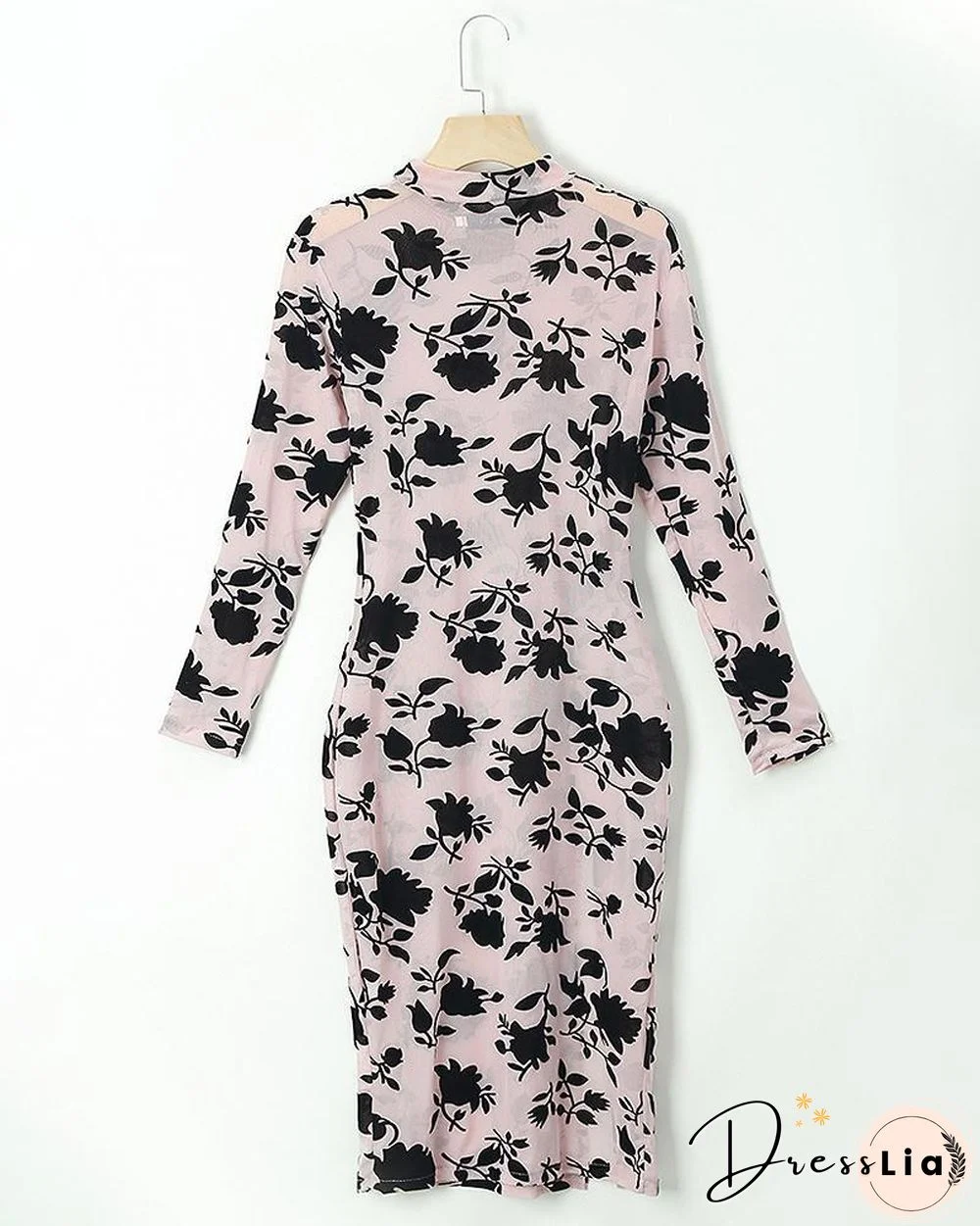 Stylish Applique Side Split Longline Long Sleeve Blouse P15652