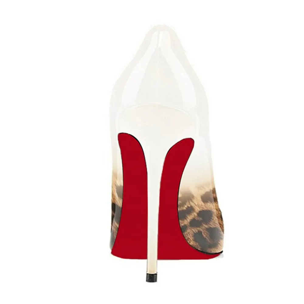100mm/120mm Women's Party Wedding Heels Leopard Patent Red Bottoms Pumps-vocosishoes