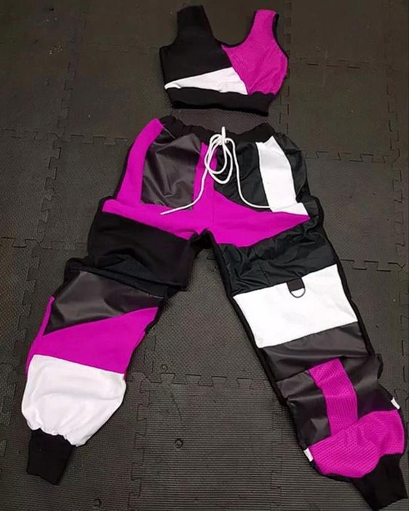 Women's Sporty Patchwork Printed Sets51