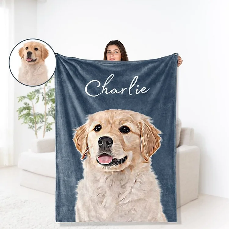 Custom Pet Blanket Using Pet Photo + Name Custom Dog Blanket Personalized Dog Blankets Cat Picture Blanket Pet Photo Blanket Dog Dad Gift, 21 Color Option[personalized name blankets][custom name blankets]