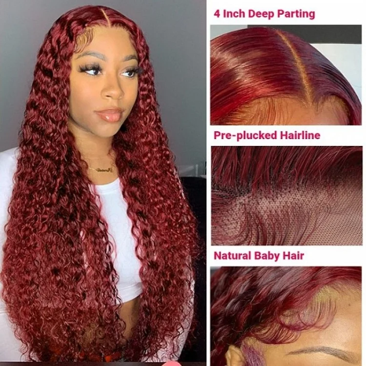 Red Human Hair HD Lace Culry Wig  | Glueless Wigs | 100% Real Natural Human Hair Wigs | Medium & Long Wig
