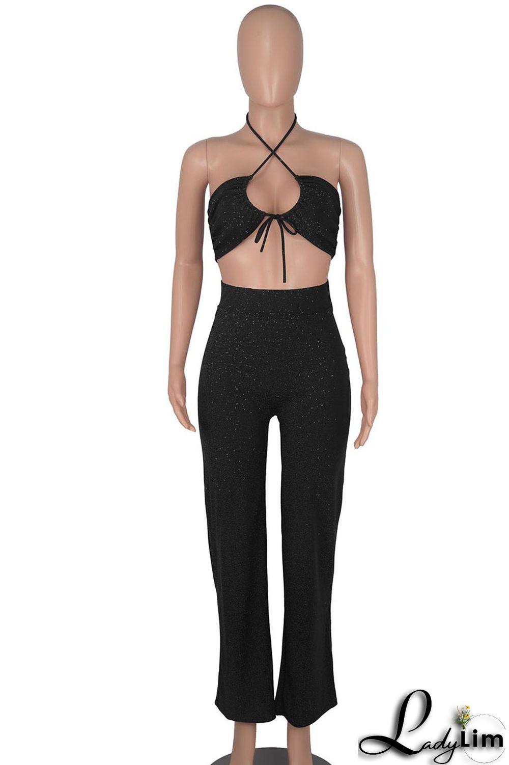 Khaki Sexy Solid Split Joint Frenulum Strapless Two Pieces