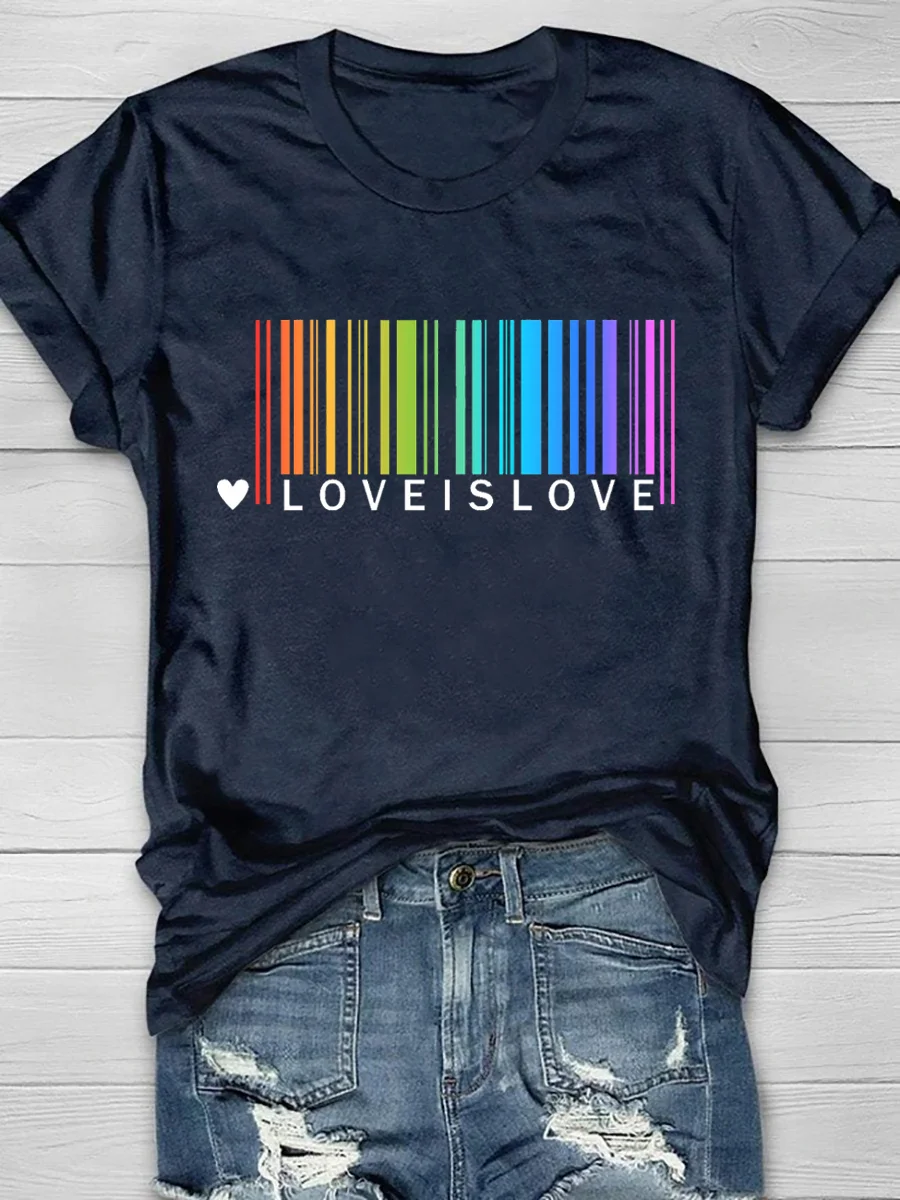 Love Is Love Print Short Sleeve T-Shirt