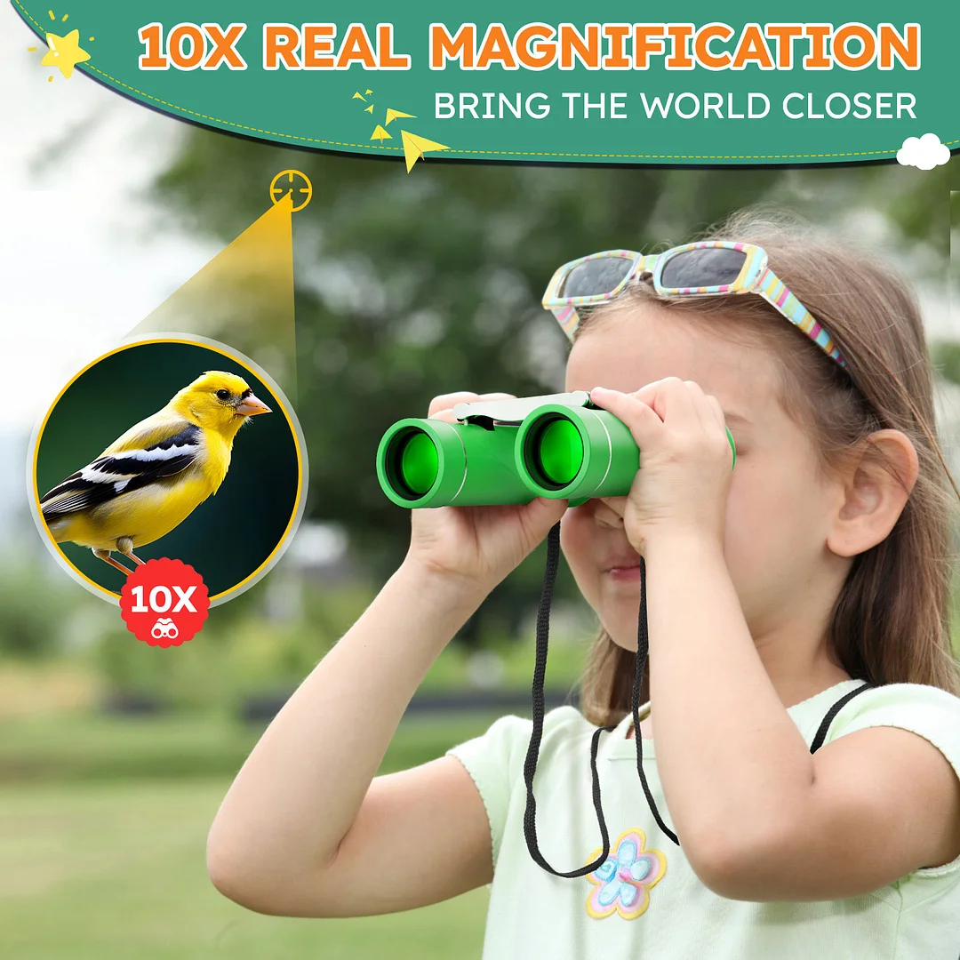 BEBANG 10x25 Compact Binoculars for Adults Kids, Waterproof Binoculars for Concerts and Bird Watching Hunting