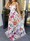 Floral-Print Split-Joint Bandeau Bohemia Maxi Dress