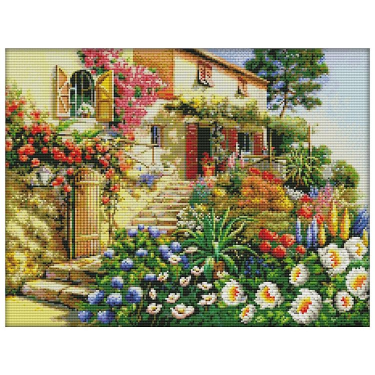 Joy Sunday - Landscape - 14CT 2 Strands Threads Printed Cross Stitch Kit - 50x40cm(Canvas)