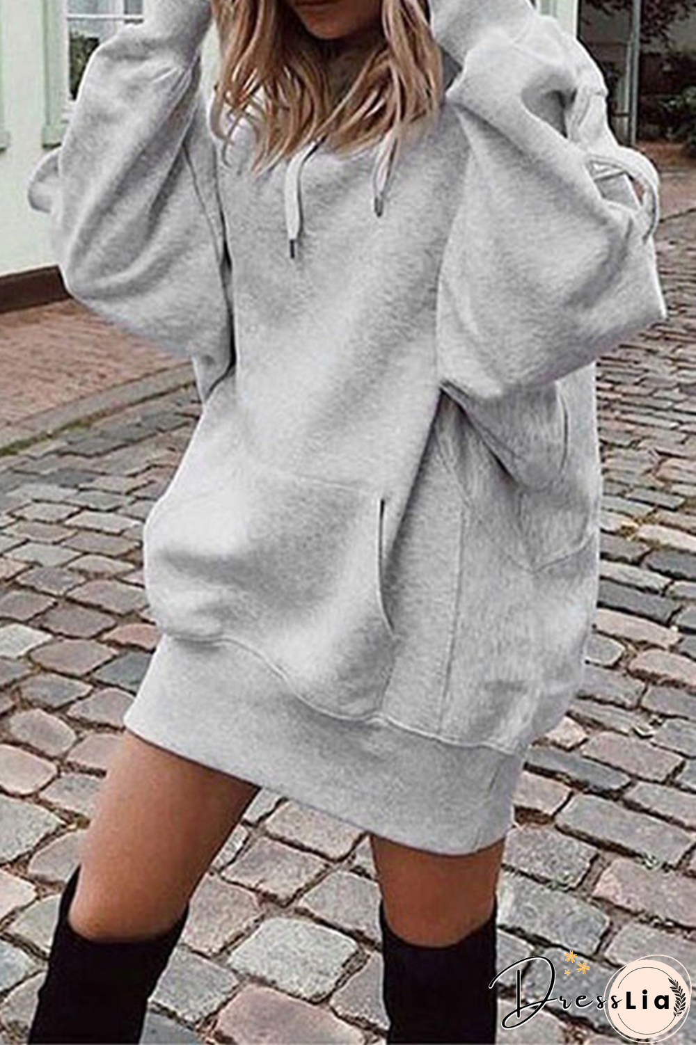 Casual Solid Draw String Hooded Collar Tops(8 Colors)
