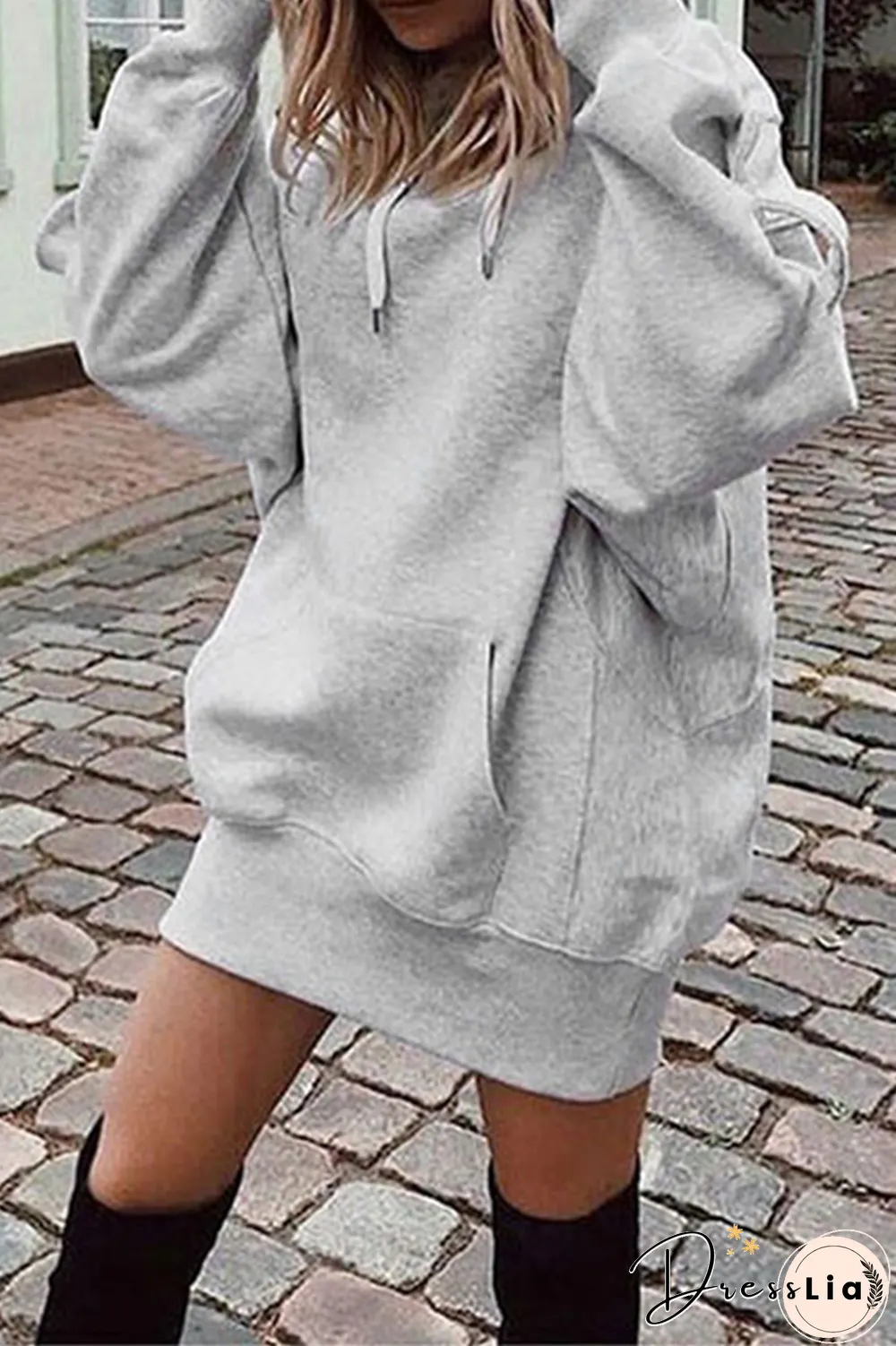 Casual Solid Draw String Hooded Collar Tops(8 Colors)