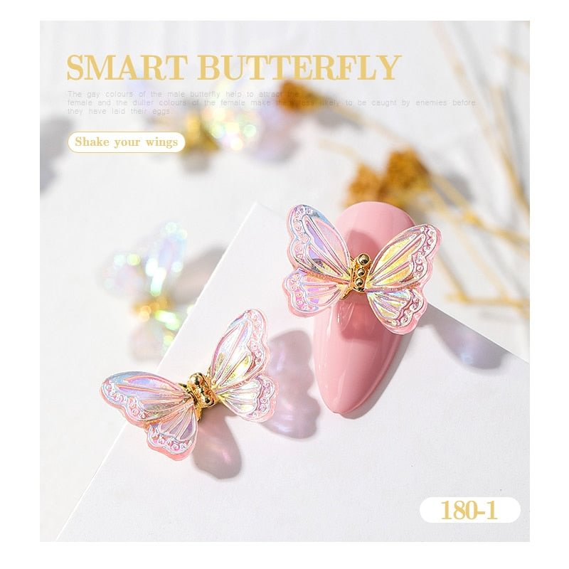 1PC Aurora Glitter Sequins 3D Butterfly Zircon Nails Rhinestones Jewelry DIY Professional Manicure Nail Art Decorations Tool