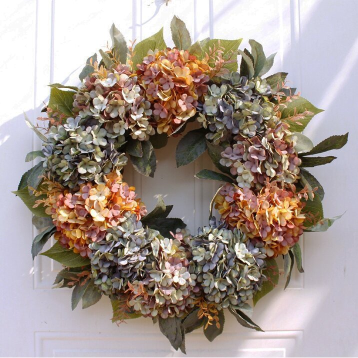Colorful Hydrangea Summer Floral Wreath Best Fall Wreaths For Front Door、、sdecorshop