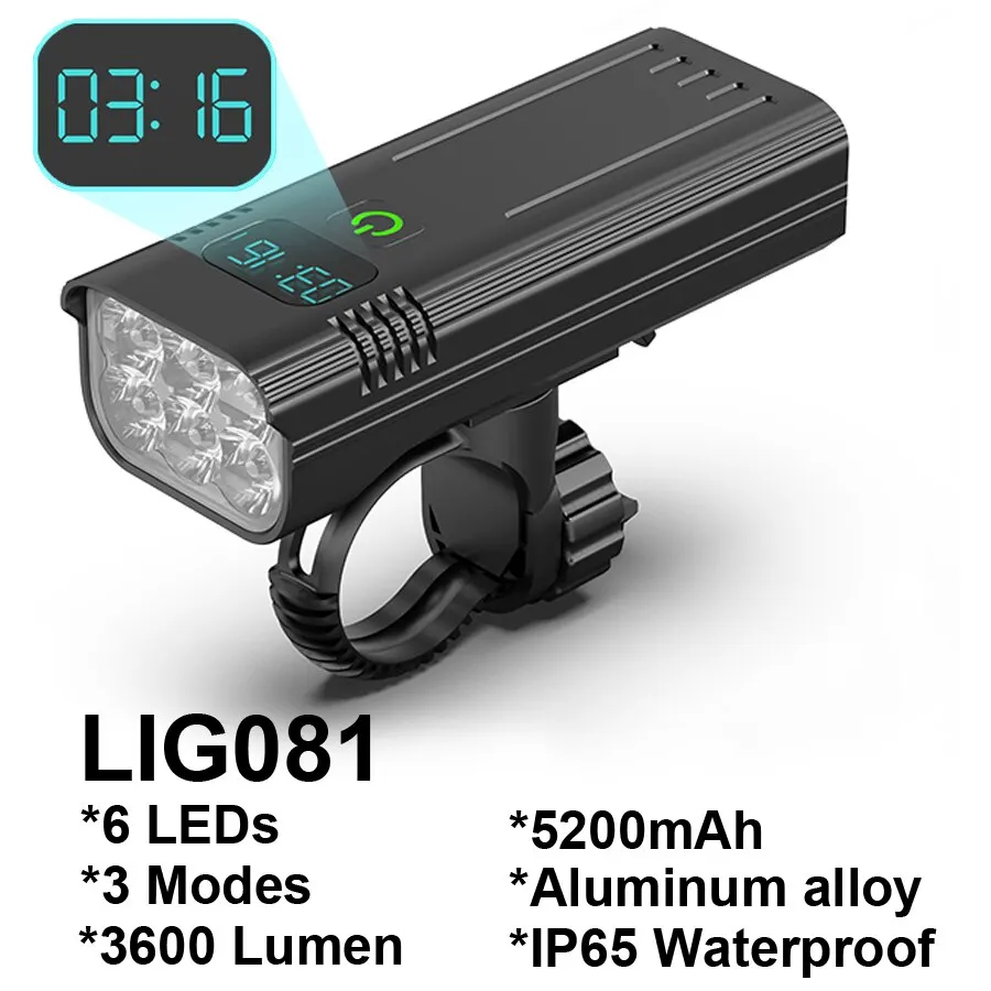 NEWBOLER Bike Light 3600 Lumens USB Chargeable Aluminum MTB Bicycle Light Set 5200mAh With Power Bank Headlight Bike Accessories