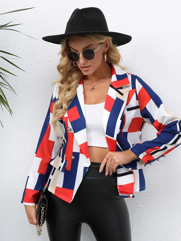 Women's casual fashion print small blazer Flusfy