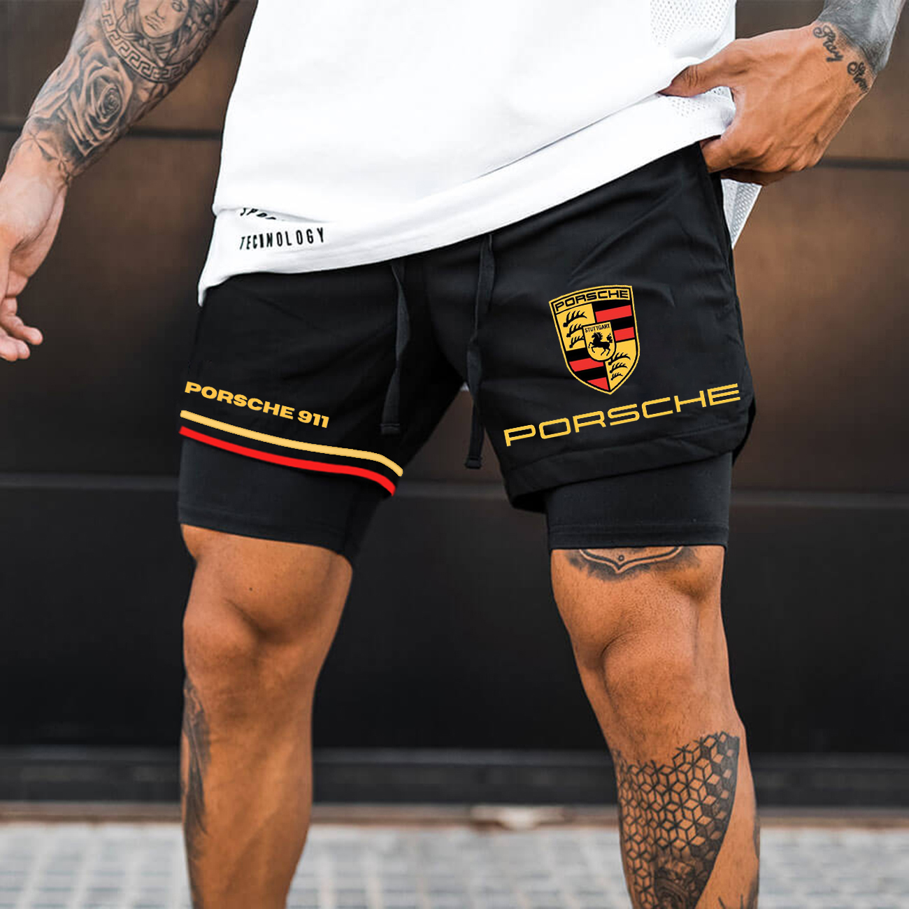 Men's Racing Logo Workout Shorts / TECHWEAR CLUB / Techwear