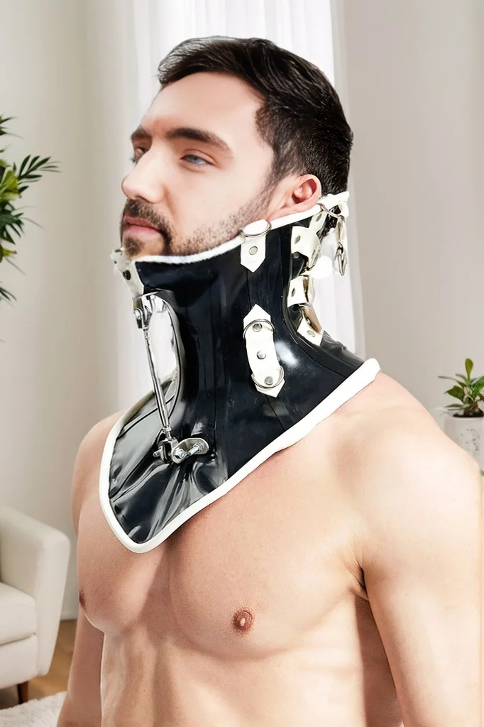 Men Latex Neck Band Decorative Neck Band With Metal Rod for Fastening (KG31573)