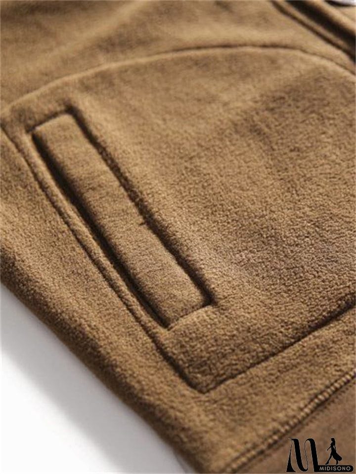 MidiSono - Men's Spring Stand Collar Long Sleeve Button Down Baseball Jacket