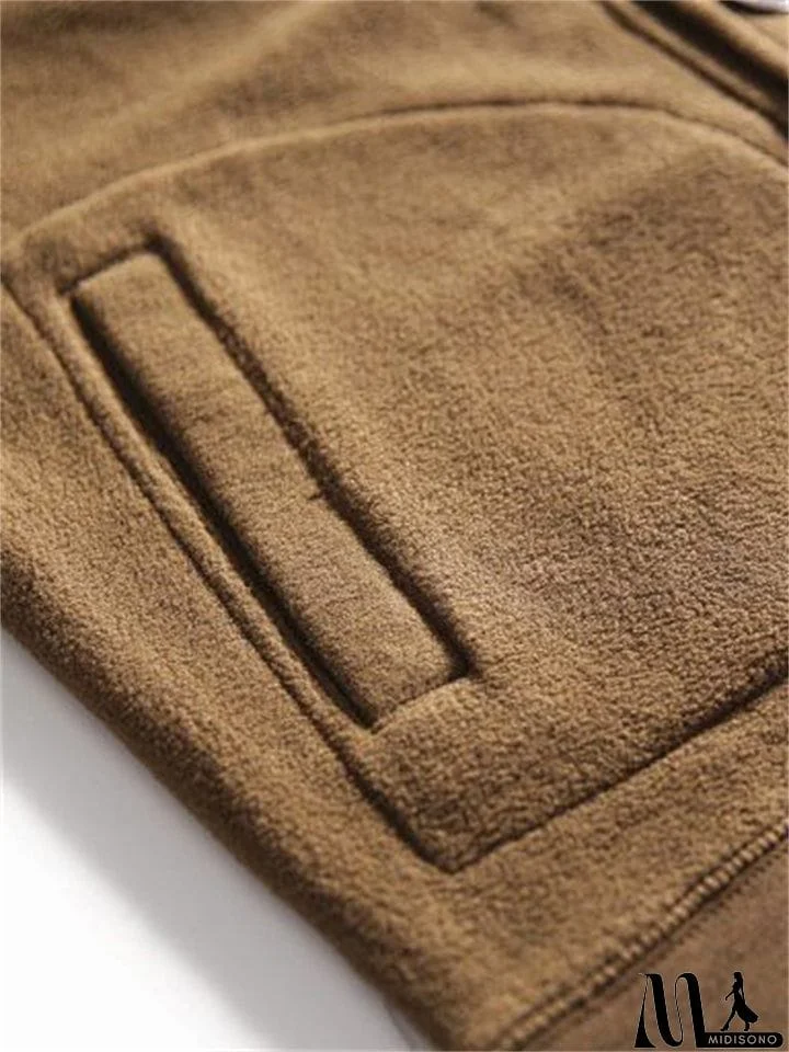 MidiSono - Men's Spring Stand Collar Long Sleeve Button Down Baseball Jacket