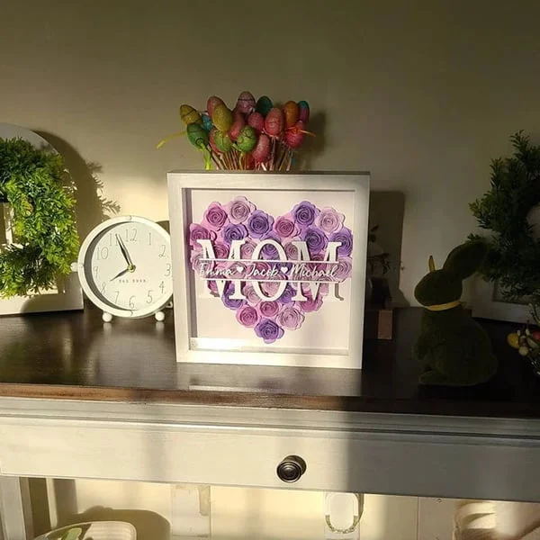 BUY 2 FREE SHIPPING-Personalized Mom Flower Shadow Box With Name For Mother's Day