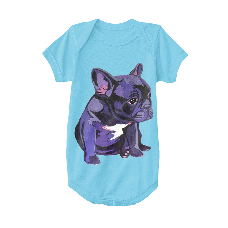 French Bulldog In Purple, French Bulldog Baby Onesie