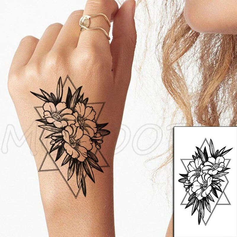 Tattoo Sticker Pine Tree Christmas Plant Black Hand Body Art Water Transfer Temporary Fake Tatto Flash Tatoo for Kid Girl Men