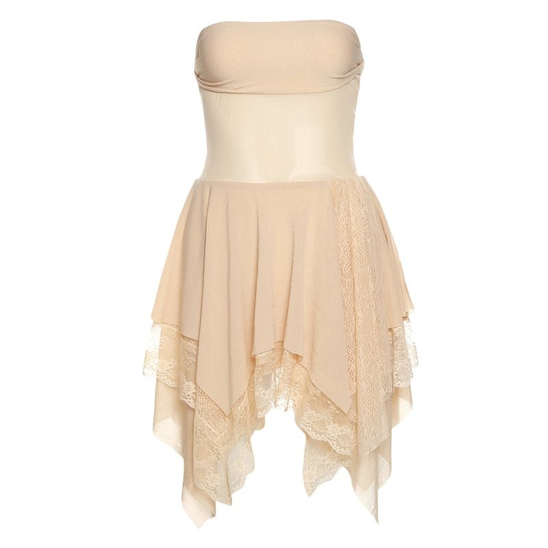 Yiallen Summer Sexy Solid Wrapped Chest Mini Dress Women Backless Bandage Ruched Shaped Irregular y2k Skirt Lady Partywear Jurk