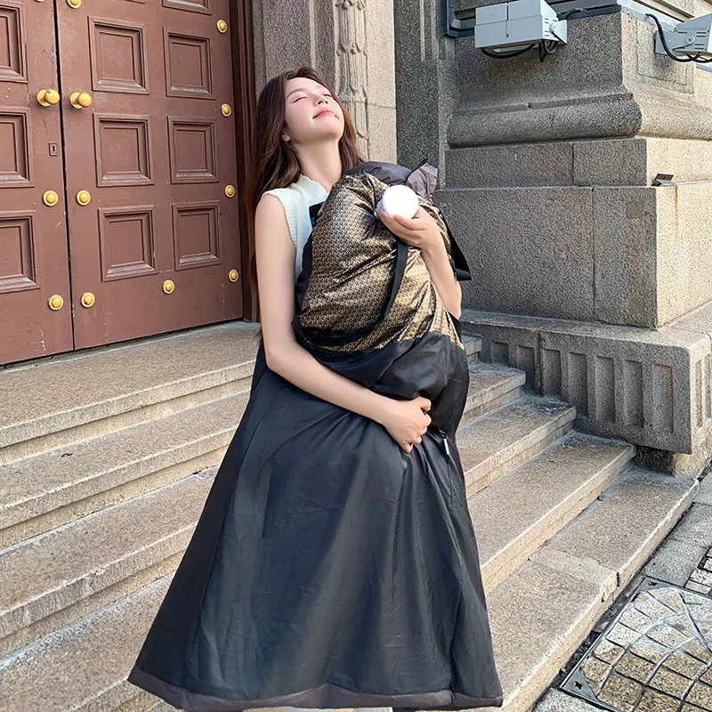 Toloer Black Gold Cotton-Padded Jacket Women's Winter Coat Loose Medium Long Thick Cotton-Padded Jacket 2024 New Fashionable Bread Clothes-Outfit Ideas