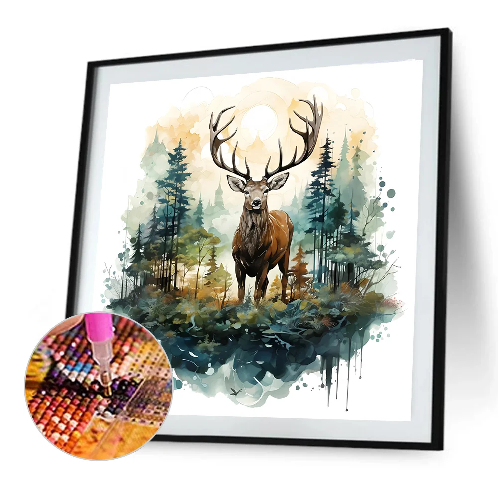 Diamond Painting - Full Round Drill - Forest Deer(Canvas|30*30cm)