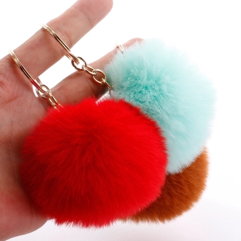 Fashion 7cm Imitation Rex Rabbit Fur Small Ball Keychain