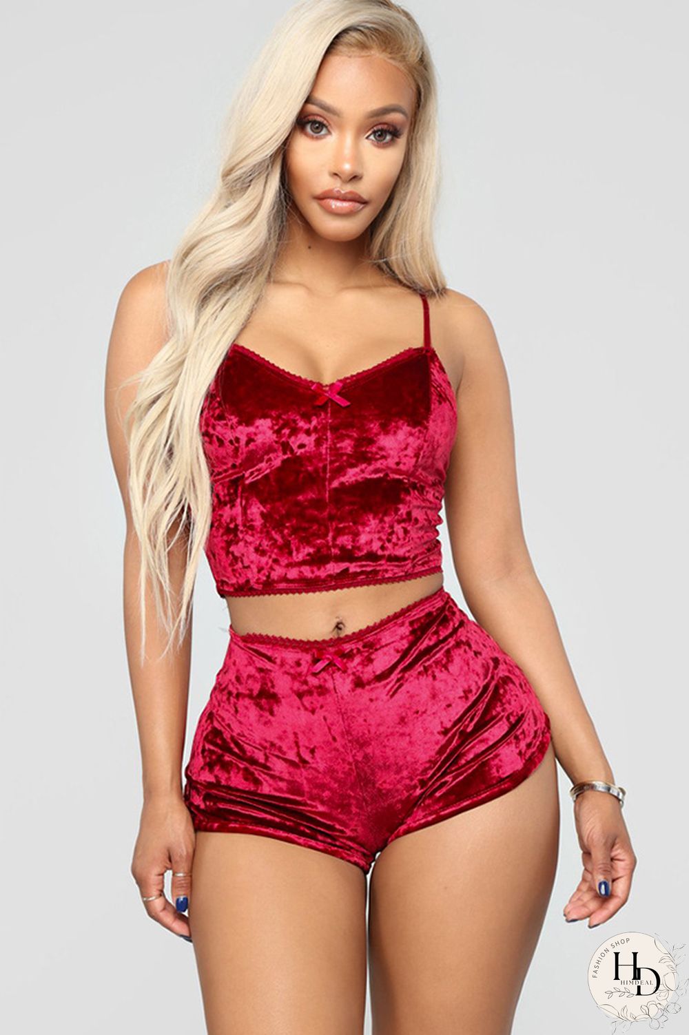 Pink Polyester Sexy Solid Two Piece Suits Straight Sleeveless