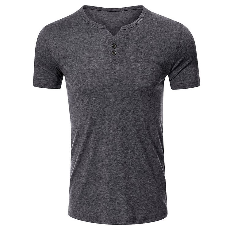 Men's Cotton Short Sleeve Henley Shirt