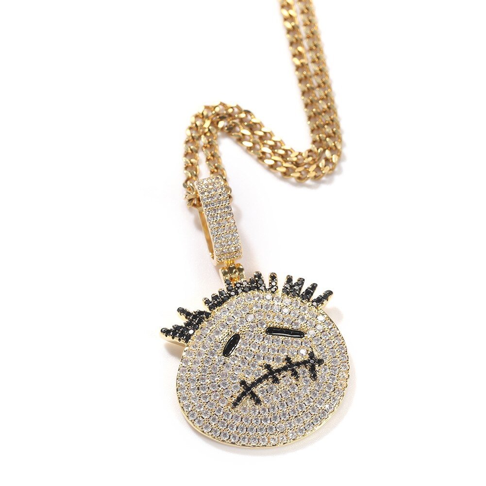 Iced Out Small Hedgehog Full Zircon Pendant Necklace Hip Hop Jewelry-VESSFUL