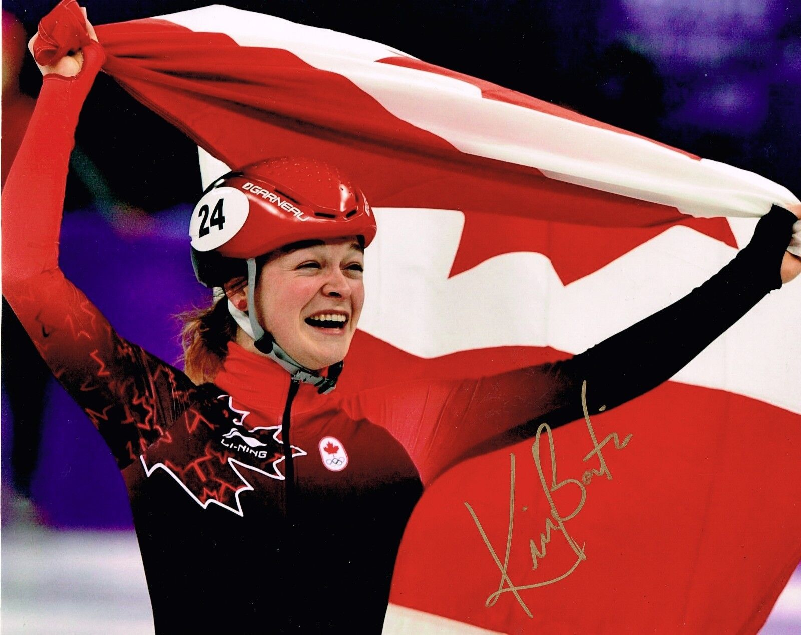 Kim Boutin Hand Signed Autograph 8x10 Photo Poster painting In Person Proof Olympic Speedskater