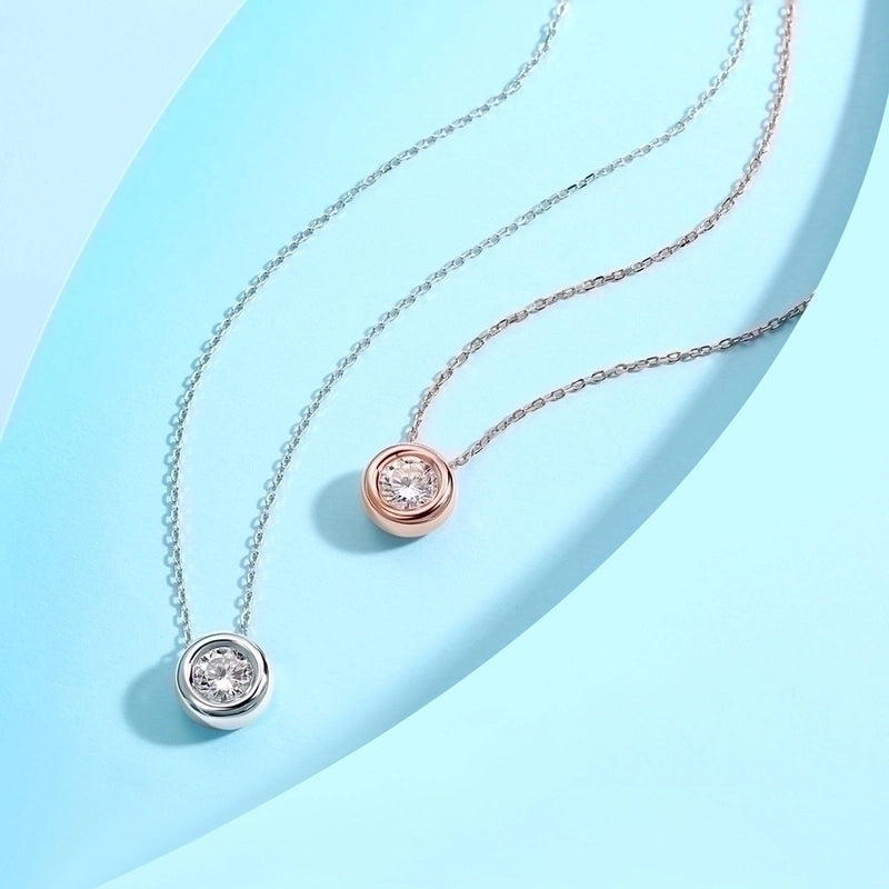 925 Sterling Silver Plated Zircon Plating Inlay Round Pendant Necklace