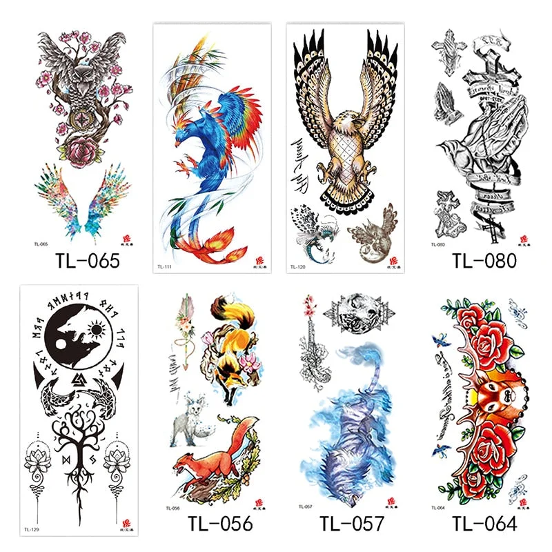 Flower arm waterproof tattoo stickers half arm painted animal durable waterproof European and American temporary tattoo stickers