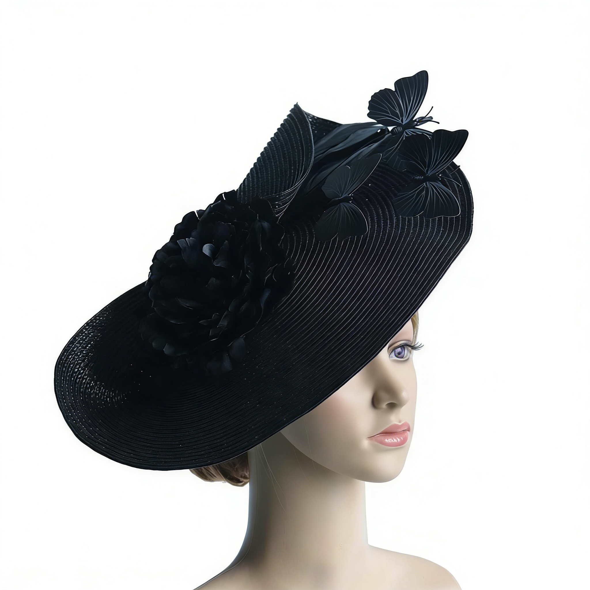 Elegant Butterfly Flower Exaggerated Jockey Club Hat elevenforest