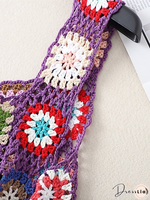 Women's Sweater Vest Jumper Crochet Knit Embroidered Hole Floral Square Neck Stylish Sexy Daily Holiday Summer Spring