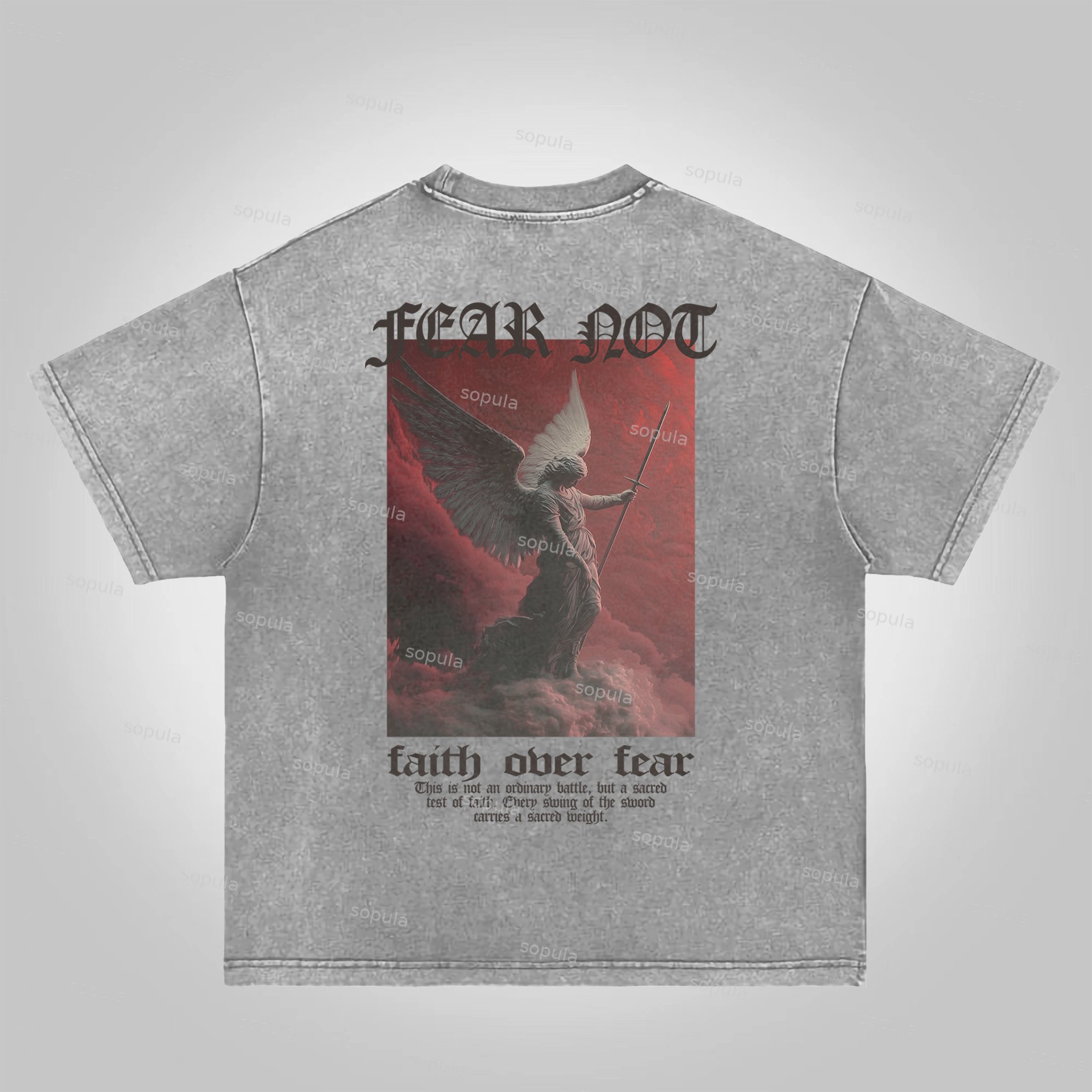 Sopula Fear Not-faith Over Fear Print Graphic Acid Washed T-shirt