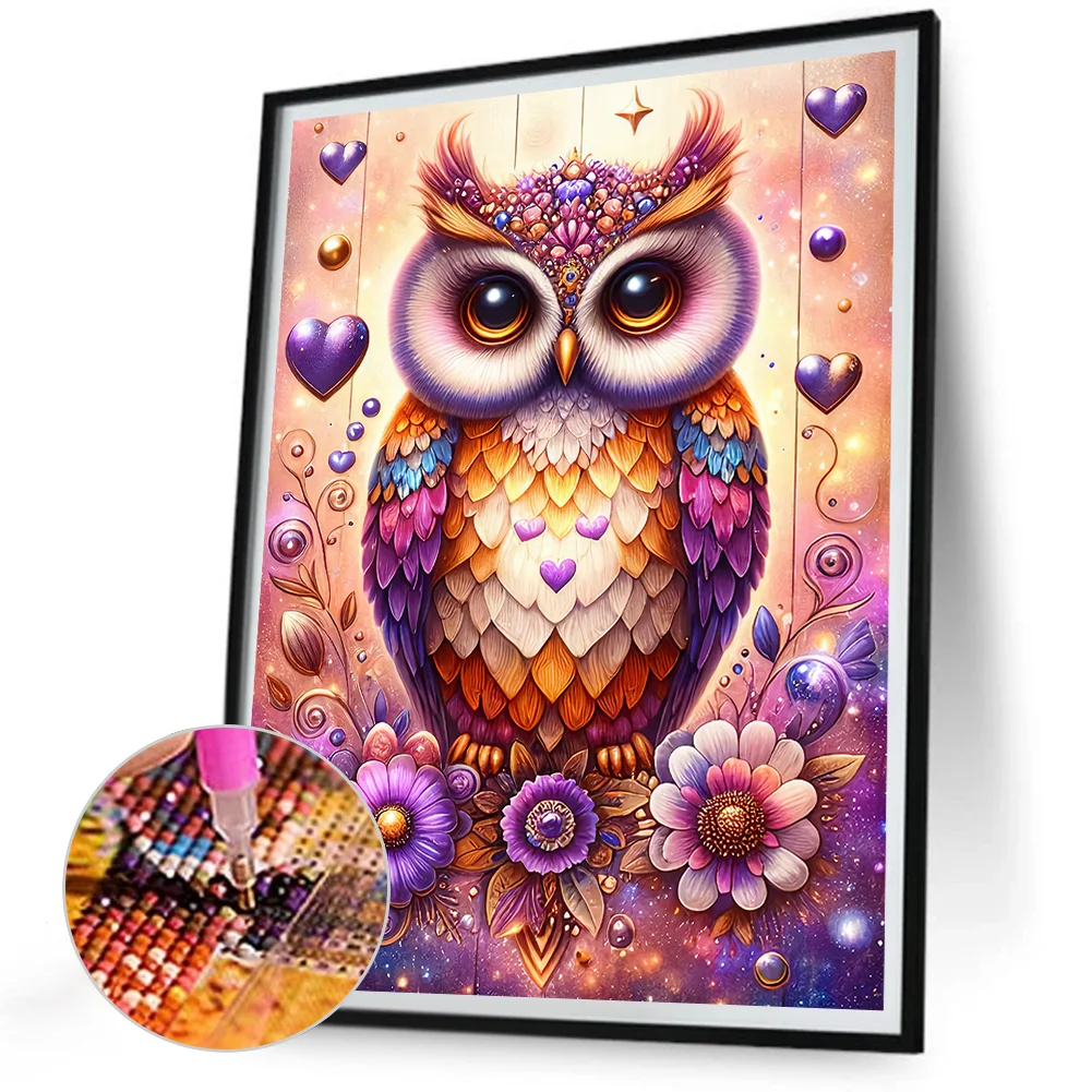 Diamond Painting - Full Round Drill - Flower Owl(Canvas|30*40cm)