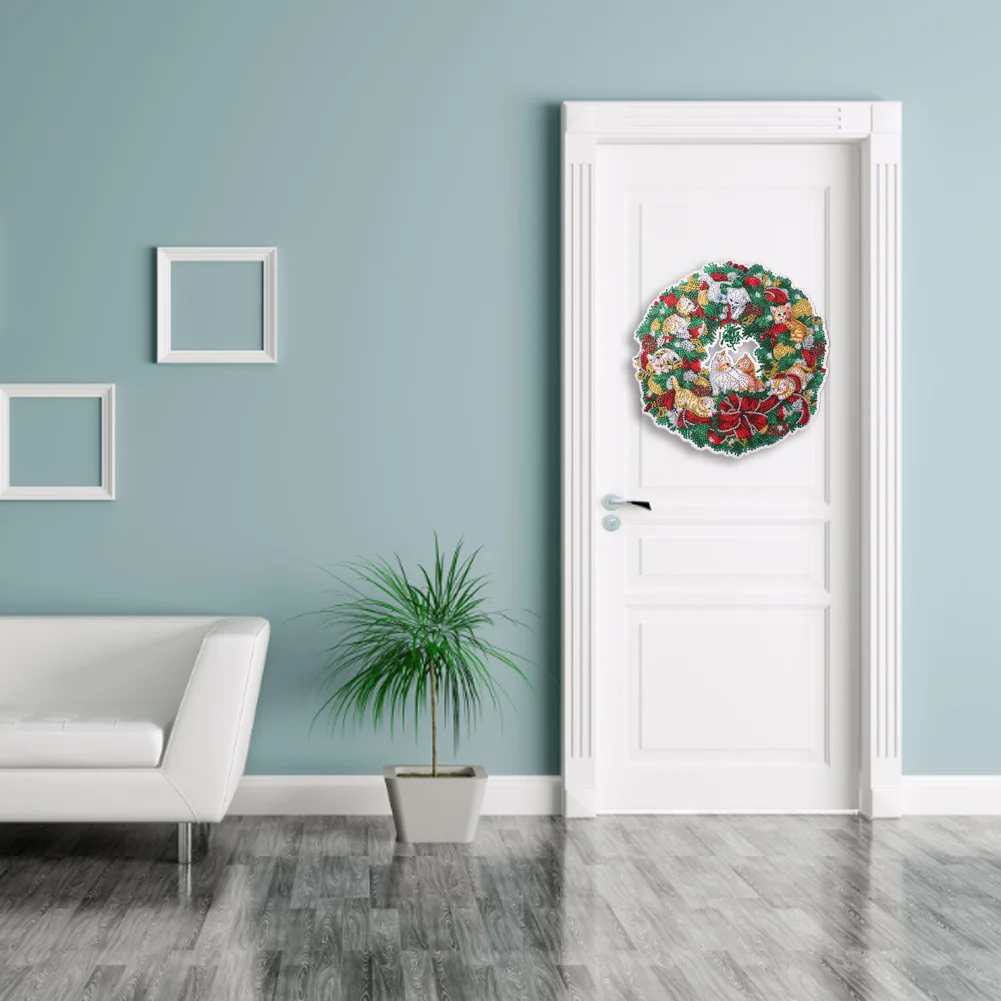 5D DIY Diamond Painting Christmas Crystal Wreath Kit Art Home Decor(35*35cm)