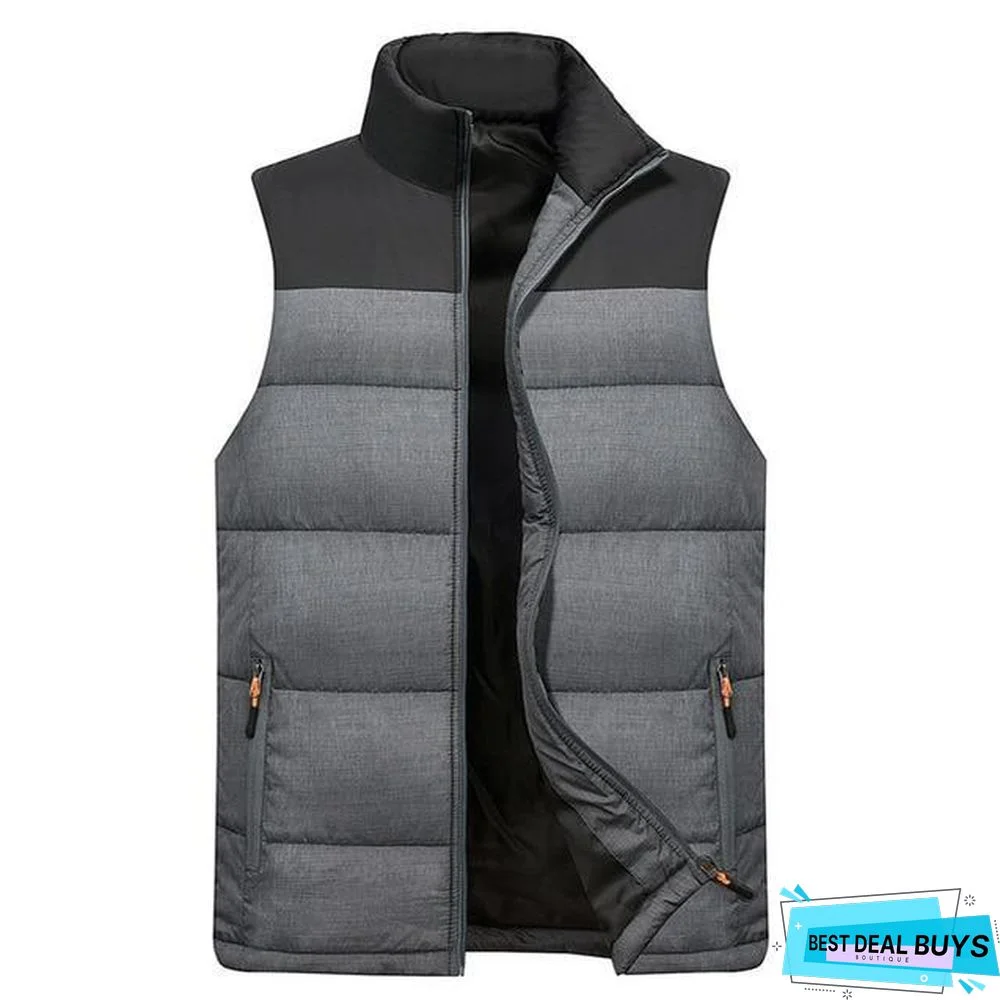 Men Down Vest Men's Warm Thick Coats Jacket and Coats Zipper Multiple Pockets Casual Vests Sleeveless Jacket